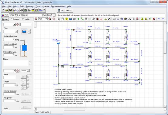 Example HVAC looped piping system