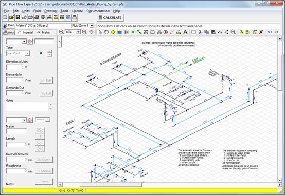 Example pipe design with a looped cooling system