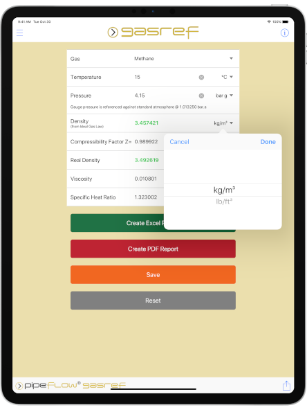 Pipe Flow Gasref Software Density Units iPad