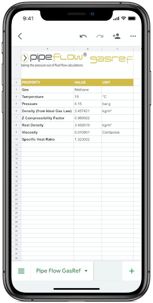 Pipe Flow Gasref Software Excel Report