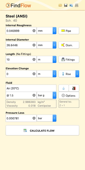 Pipe Flow Wizard Software Find Flow Calculation Screen