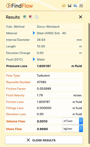 Pipe Flow Wizard Find Flow Results