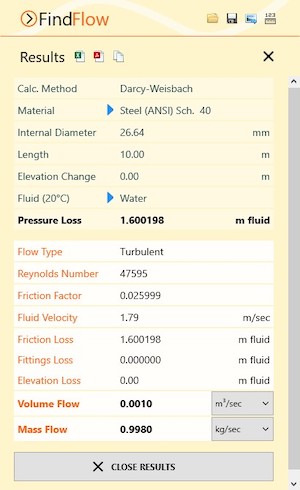 Pipe Flow Wizard Find Flow Results